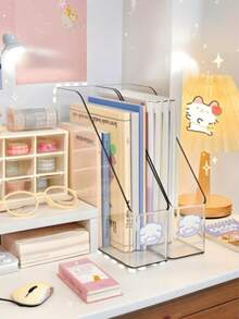 Transparent Desktop Bookshelf Storage Rack, Thickened Acrylic File Holder, Multi-Functional Desktop Organizer, Student Stationery Rack And Bookend Storage Box, Suitable For Daily Use - Multicolor - View 4