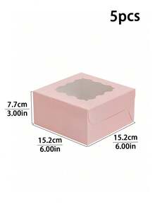 5pcs/10pcs 6x6x3in Sturdy Cake Box, White Cardboard & Kraft Paper, Wave Window For Cookie & Souvenir Gift Packaging - View 21