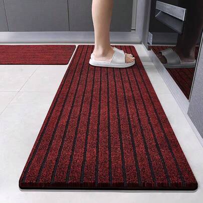 Tapis de cuisine antidérapant, paillasson d'entrée, tapis de porte de cuisine, tapis rayé absorbant et résistant à l'huile, facile à nettoyer