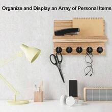 1 chiếc giá treo chìa khóa bằng gỗ gắn tường - Giá treo chìa khóa kiểu nông thôn có chức năng quản lý email, không cần khoan, giá treo bằng gỗ nguyên khối dùng cho lối vào. - nhiều màu - Xem 3