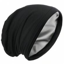 1pc Satin-Lined Sleep Cap, Suitable For Curly Hair And Braids, Wear All Night, Unisex, Can Be Used As Sleep Cap Or Hair Cover - A - View 13