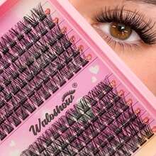 Waloshow 6片DIY假睫毛簇，10-16毫米，自然妆效，浓密纤长，超级柔软轻盈，可重复使用，单节假睫毛，睫毛嫁接套装，适合初学者，旅行、日常佩戴、婚礼、约会、派对、节日等场合，也是圣诞节/万圣节/送礼佳品。 - D - 查看 13