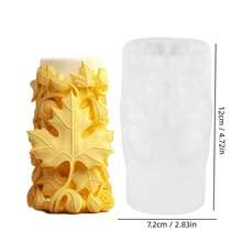 Leaf Imprint Candle Mold, Cylinder Candle Soap Mold For DIY Candle Making - C01 - View 6