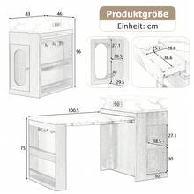 Kitchen Island On Wheels, Extendable Dining Table With Folding Top, Bar Table With Power Strips And Hooks, Serves As A Kitchen Island, Buffet Or Bar Table For The Kitchen And Dining Room (White) - White + MDF + Glass - View 11