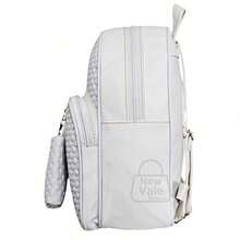 Women's Backpack, Reinforced Small Backpack With Beautiful Exclusive Coin Purse + Pompom Keychain - White - View 3