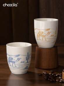 1个180毫升骆驼图案砂釉陶瓷咖啡杯，可作浓缩咖啡杯、茶杯，沙特风格设计，适合下午茶、节日礼物、家庭聚会、咖啡馆、酒店、办公室等场合。 - 咖啡杯 - 查看 9