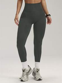 High Elastic Seamless Women's Sports Leggings, V-Waist Ruched Design, Yoga Pants Suitable For Indoor And Outdoor Wear, Butt Lifting And Waist Shaping, Casual Versatile Skinny Pants, Black - Dark Grey - View 4