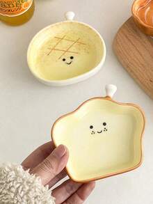 Bộ 1/4 đĩa hình bánh mì dễ thương, đường kính 10cm, dùng đựng salad/tương cà/nước chấm, thích hợp cho bữa sáng, bữa trưa, bữa tối, nhà bếp và trang trí nhà cửa. - Nhiều màu - Xem 3