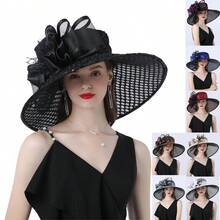 HIMESPORT 婚礼新娘教堂亮片头饰帽肯塔基德比女士花帽大宽檐软呢帽茶会礼服 - A - 查看 12