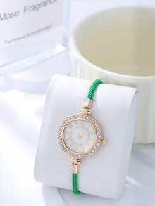1pc Elegant Quartz Watch And Jewelry Accessory Set, Featuring A Stylish Round Women's Wristwatch And Rhinestone Bracelet. - Multicolor - View 12