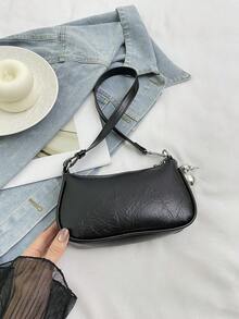 2026新款时尚多功能斜挎包、腋下包、小方包、银色小手提包 - 黑色 - 查看 7