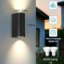 CANMEIJIA LED Garage Light, Outdoor Wall Light With GU10 Socket, Floodlight, Aluminum Decorative Courtyard Light, Indoor Wall Lamp, Outdoor Waterproof IP65 Home Lighting, Path Light, Square Wall Lamp Suitable For Outdoor Patio/Stairs/Street/Indoor/Garden/Living Room/Bathroom/Kitchen/Bedroom/Hallway/Interior Wall/Exterior Wall - 黑色 - 查看 6