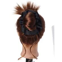 12英寸合成发髻发片，低发髻假发夹式花朵发髻造型工具，自然蓬松低发髻假发 - Dark Brown - 查看 4