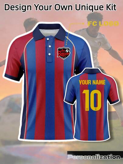 Áo Polo tùy chỉnh lấy cảm hứng từ Barcelona | Logo, tên và số cá nhân hóa | Thiết kế sọc retro thoáng khí, phù hợp cho người hâm mộ và các đội bóng | Vải mềm mại, thoải mái | Quà tặng Ngày Valentine | World Cup 2026 | Trang phục thể thao nam tùy chỉnh