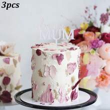 1个/3个/6个装 最佳妈妈金色粉色亚克力蛋糕装饰牌，母亲节派对用品 - 多色 - 查看 16