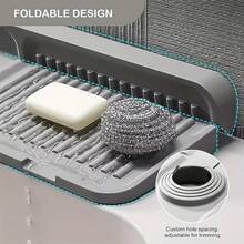 Jastown 硅胶水龙头垫，防溅水槽水龙头，水龙头滴水盘，厨房浴室吧台滴水垫（灰色） - 灰色 - 查看 8