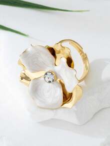 1 chiếc nhẫn hoa hai lớp tráng men dễ thương, tươi mát và ngọt ngào mùa hè, thích hợp cho hẹn hò, tiệc tùng, làm quà tặng hoặc đeo hàng ngày. - trắng - Xem 4