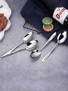 10pcs Vintage Pattern Stainless Steel Tea Spoons, Durable Polished Small Spoons, Reusable For Coffee, Tea, Desserts, Ice Cream And Home Gatherings - View 4
