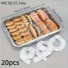 100 chiếc nắp đậy thực phẩm trong suốt dùng một lần cỡ lớn, nắp chống bụi thực phẩm, nắp bảo quản thực phẩm bằng nhựa PE co giãn, nắp đậy bát đĩa bánh mì trong suốt đàn hồi, nắp đậy bánh mì và tráng miệng chống bụi và ẩm, thích hợp cho trái cây, đồ ăn nhẹ và món tráng miệng. - Xem 20