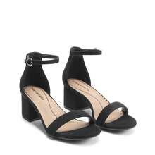 Women Chunky Low Heel Summer Sandals, Elegant Open Toe Ankle Strap Low Heeled Sandals For Causal And Wedding Party Wearing - màu đen - Xem 5