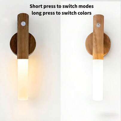 2pcs Wood-Tone Smart Sensor Magnetic Light Strip, USB Rechargeable 3-Level Dimmable Motion Sensor Night Light, No Drilling Needed, Suitable For Wardrobe, Corridor, Stairs, Bedside