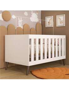 Cuna Clasica Vintage 3 Niveles Altura Blanca Con Patas BB05 - Blanco - Ver 3