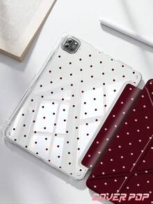 Polka Dot Pattern Minimalist 9.7/10.2/10.5/10.9/12.9 Inch/Pro 11 Inch Tablet Protective Case, Suitable For 10th Gen , Galaxy Tab S6 Lite 10.4 Inch, Kindle Paperwhite 12th Gen 2024, Kindle (11th Gen-2024), Soft Shock-Proof, Smart Sleep/Wake, Y-Fold Stand Multi-Angle Viewing - Multicolor - View 4