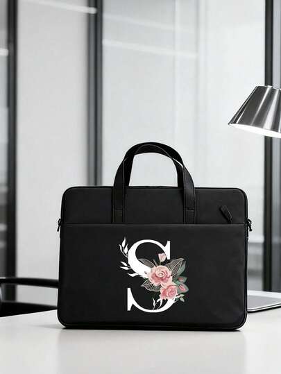 Laptop Bag, With Shoulder Straps, Printing Letters A-Z, Cable Organizer, Portable Notebook Case For Girls, Inner Protective Sleeve Compatible With Notebook 13-13.6 Inches,14-15inches,15.6-16inches Classroom Laptop Bags Classroom Bags Teacher Storage Bags Classroom Orgnizer Bags ﻿,Can Be Given To Family, Friends, Classmates, Colleagues, Relatives, Teachers, Holiday Gifts ﻿