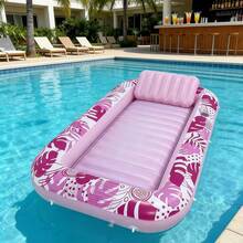 SLOOSH 充气日光浴泳池躺椅，85 英寸 x 57 英寸超大成人泳池漂浮垫，带枕头，四合一日光浴浴缸充气筏，适用于水上充气球池的日光浴床躺椅，特大号金色白色 - 多色 - 查看 9