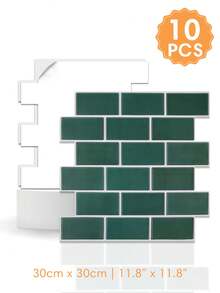 1/10/20片装仿地铁砖自粘瓷砖墙贴，装饰墙贴，11.8英寸 x 11.8英寸，撕开粘贴，易于安装，适用于客厅、卧室、房车、墙壁等墙面装饰。 - A - 查看 21