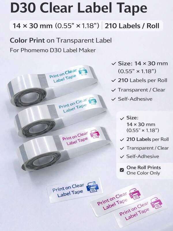 Thermal Label Paper In White, Transparent, Suitable For P15, P50, M1, And P11 Label Makers, Versatile Self-Adhesive Printing Labels