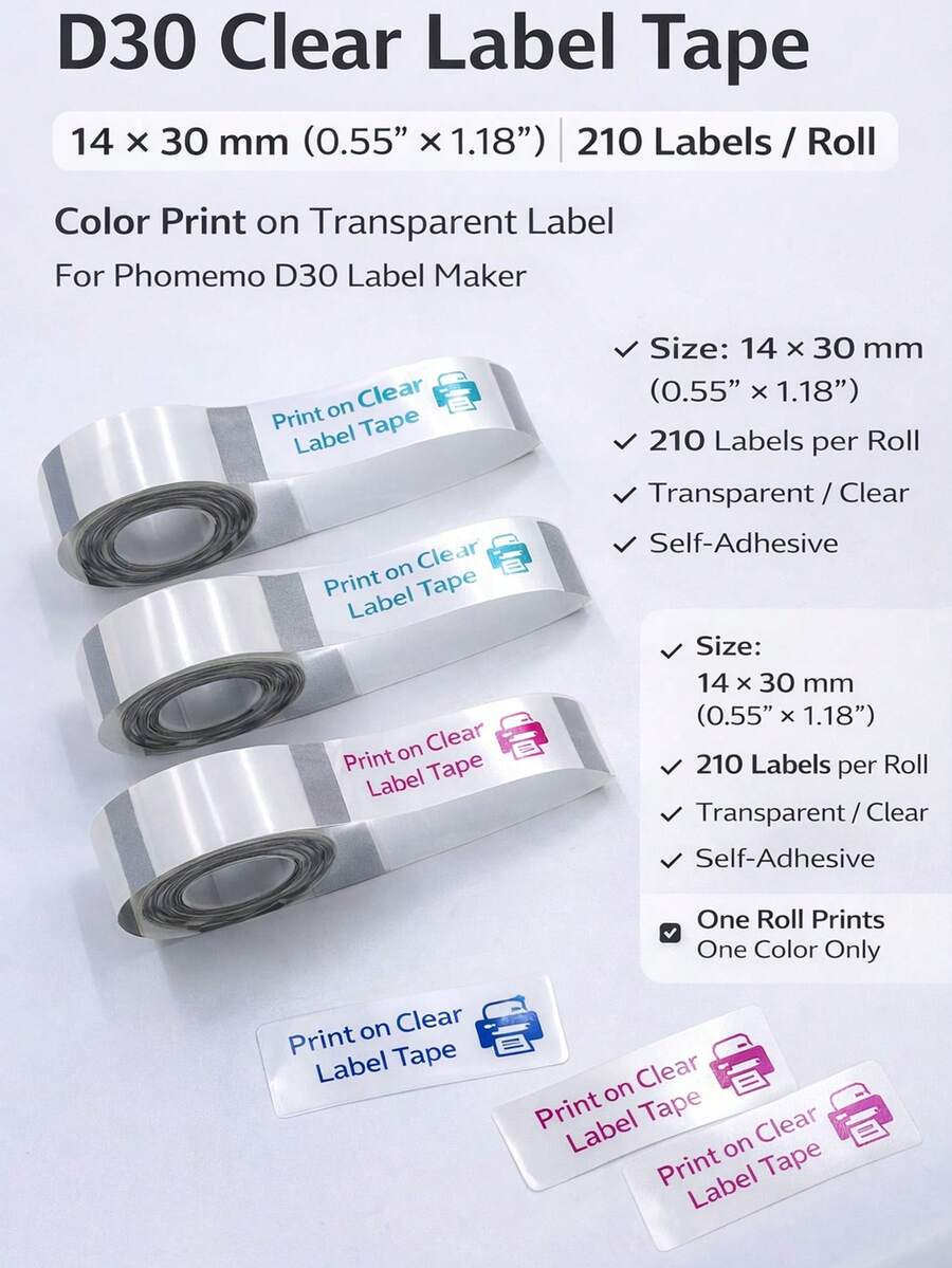 Thermal Label Paper In White, Transparent, Suitable For P15, P50, M1, And P11 Label Makers, Versatile Self-Adhesive Printing Labels