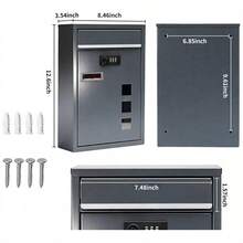 Piorlado Wall Mailbox Code Lock Letterbox Postbox Pillar Letter Mail Post Box Easy Assembly 21.49x8.99x32 Cm Charcoal Grey Large Capacity - A - 查看 2