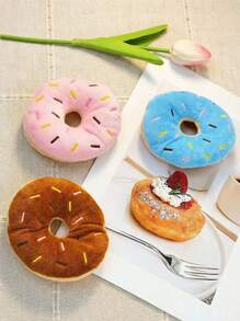 PETSIN 宠物毛绒发声猫狗玩具卡通圆形毛绒创意甜甜圈毛绒玩具，小狗磨牙玩具，适合小型犬和各种猫让它们忙碌（仅限宠物） - 彩色 - 查看 3