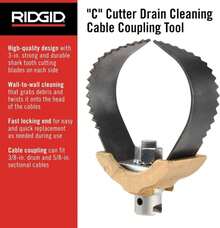 RIDGID 52822 Modelo T-232 H-D 3" "C" Herramienta de limpieza de drenaje de acoplamiento de cable de corte - Blanco - Ver 2