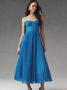Evening Dress New Dress Sexy Suspender Backless Long Dress Sleeveless Deep V Slim Bridesmaid Dress Dress Women - Màu xanh lam - Xem 1