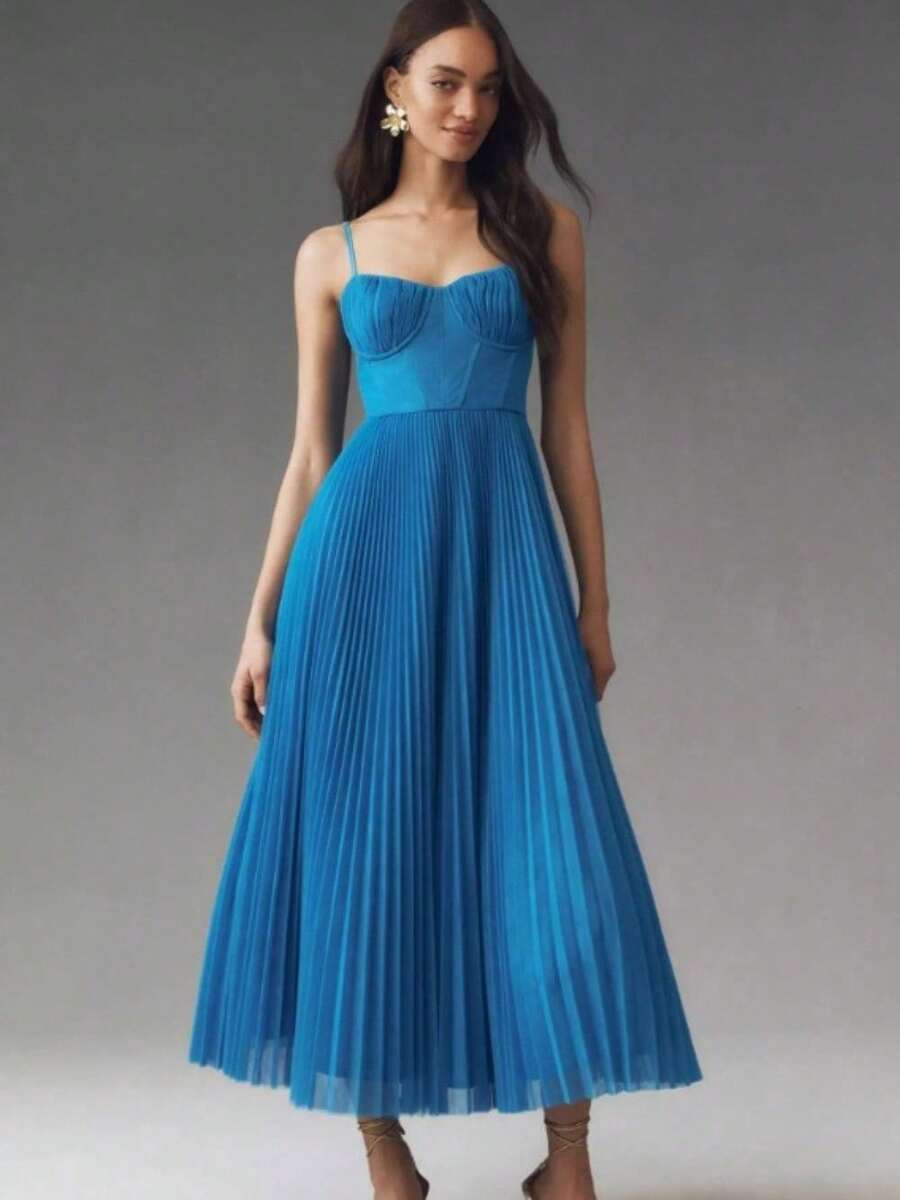 Evening Dress New Dress Sexy Suspender Backless Long Dress Sleeveless Deep V Slim Bridesmaid Dress Dress Women - Màu xanh lam - Xem 1