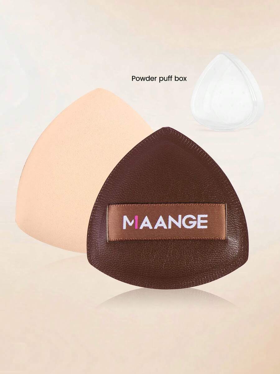 MAANGE 1pc Triangle Makeup Sponge Puff With Storage Box, Soft Texture, Wet & Dry Use, Reusable Makeup Tool For Foundation, Powder, And Cream, Portable Travel Gift, Suitable For Women And Girls
