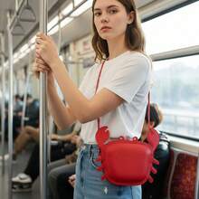 3D Crab Shoulder Bag Crossbody Bag, Crayfish Shells Messenger Bag, Novelty Animal Shaped Hnadbag Purse Detachable Shoulder Bag For Women - 紅色 - 查看 7