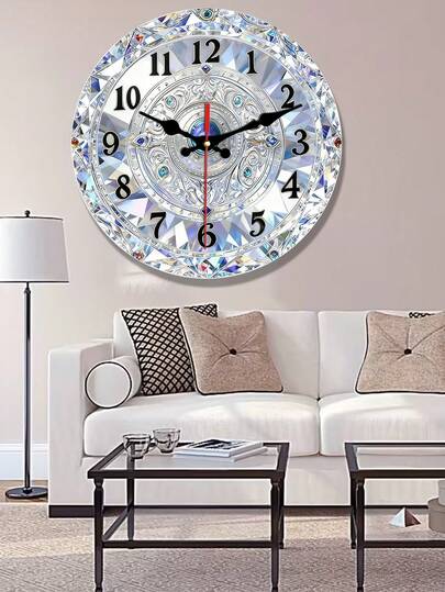 2D Flat Design, 1pc Colorful Mineral Element Theme Silent Decorative Wall Clock, Creative Wall Clock Suitable For Bedroom, Living Room, Office Decor, 10/12 Inch (Batteries Not Included), 2D Flat