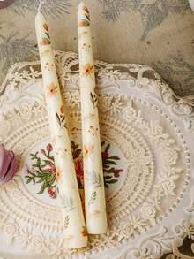 2 cây nến thân dài in hình, kiểu dáng lãng mạn châu Âu, không khói, không mùi, thích hợp cho đám cưới, sinh nhật, tiệc tùng, bữa tối dưới ánh nến, trang trí nhà cửa. - Nhiều màu - Xem 25