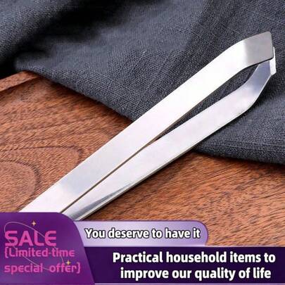1/2/3pcs Stainless Steel Straight & Curved Tweezers, Turkey Feather Plucker, Fish Bone Tweezers, Hotel Supplies Fish Bone Tweezers, Poultry Plucker, Garlic Peeler, Vegetable Peeler, Multi-Function Stainless Steel Clip, Kitchen Supplies J5MT
