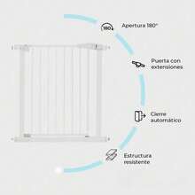 Puerta de  para Bebe, Niños y Mascotas Ajustable con Extension y Cierre Automatico - Reja para Escaleras o Pasillos - por defecto - Ver 6
