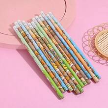 12pcs New Cartoon Pony New Year Cute Eraser+12 Pencil Primary School Stationery Award Gift, Back To School, Valentine's Day, Christmas, Gift - Multicolor - View 4