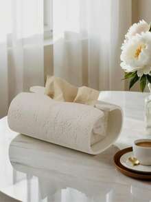 1 件优雅树脂矩形纸巾盒架，7.9 英寸 X 5.3 英寸拱形纸巾分配盒，仿石设计，适用于家庭和浴室装饰、卧室和客厅桌面收纳、办公室家居装饰 - 彩色 - 查看 9