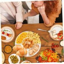 1/2/4件装可重复使用五格零食托盘，白色塑料分隔盘，不易碎圆形水果坚果拼盘，大容量，5个独立隔间，适合派对、日常使用、客厅茶几等场合。 - 彩色 - 查看 3