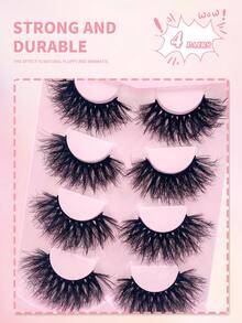 ENCHUW 4 Pairs Lashes Fluffy Wispy False Eyelashes D Curl Faux Mink Lashes That Look Like Extensions Dramatic Long Volume Lashes Pack - Black - View 5