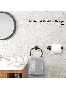 Zestaw 2/5 akcesoriów łazienkowych ze stali nierdzewnej, wieszak na ręczniki, pierścień na ręczniki, uchwyt na papier toaletowy, wieszak na szlafrok, wieszak ścienny do łazienki, odpowiedni do domu i hotelu, akcesoria łazienkowe w kolorze złotym/srebrnym, narzędzia łazienkowe - Wielokolorowe - Zobacz 14