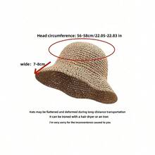 1pc Women Fashion Straw Hat, Outdoor Beach Sun Hat, Braided Fisherman Hat For Summer Beach Holiday Sun Protection, Foldable Large Brim Sun Hat, Gift & Daily Use - Màu be - Xem 3