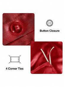 2pcs (1 Duvet Cover + 1 Pillowcase) Or 3pcs (1 Duvet Cover + 2 Pillowcases) Honeymoon Satin Duvet Cover Set, Made Of Lustrous Satin Fabric Duvet Cover And Pillowcase(S) (Comforter Not Included), Silky Soft, Machine Washable, Suitable For Home And Dorm, T/F/Q/K Size, Oeko-Tex Certified, Red - Red - View 5